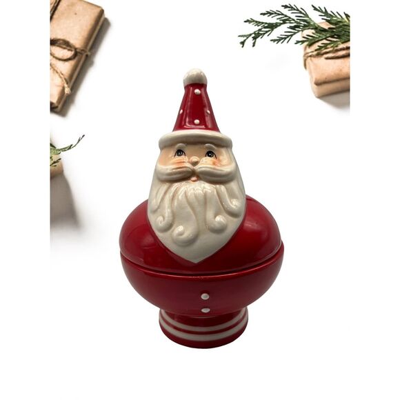 Johanna Parker Nostalgic Santa Candy Dish Canister - Picture 1 of 3